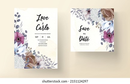 bohemian wedding invitation card with beautiful floral