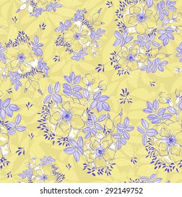 Bohemian wild roses - vector seamless pattern