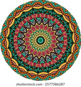 Bohemian-Style Multicolor Mandala for Relaxation and Art