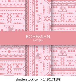 Bohenian pink seamless vector pattern. Design abstract pastel texture.