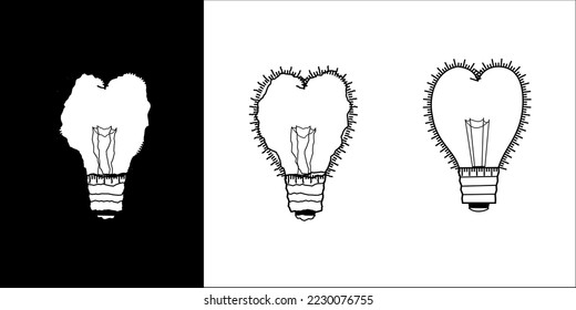 bohlam line art,black and white,vector