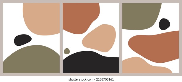 Boho Abstract Art Earthy Tones Vector Set Illustration