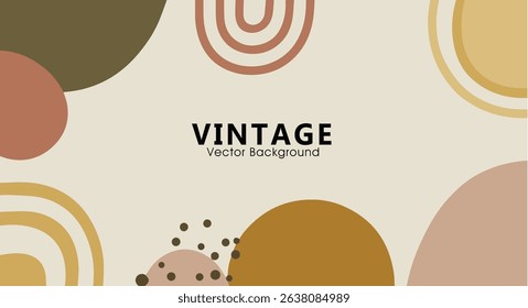 Boho Abstract Composition: Earthy Tones with Arches, Circles, and Dots on Cream - Bohemian Inspired Background Design