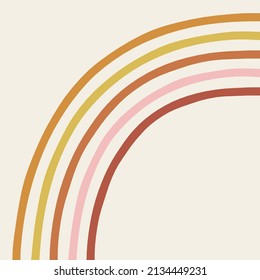 Boho abstract earthy colours summer rainbow half arc vector illustration. Scandinavian decorative style arch print for nursery decor, interior design, wall poster, baby fashion.