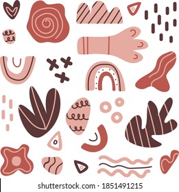 Boho Abstract elements isolated on white background. Geometric terracotta vector background. Modern illustration.