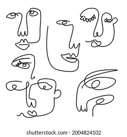 boho abstract face one line art drawing with abstract shape . minimal and wall art.