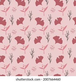 Boho abstract floral seamless pattern or digital paper, Simple botanical background in bohemian style, modern abstract simple shapes texture for textile, wrapping paper, scrapbooking
