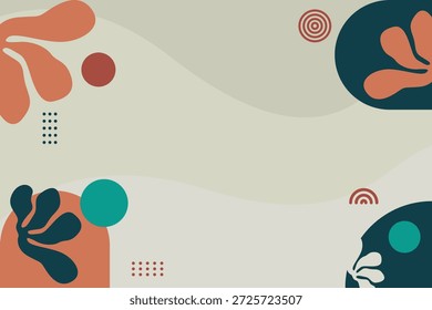 Boho abstract frame background with organic shapes and earthy colors, minimalist modern border design with copy space for text, invitation, greeting card, poster, branding, social media, and creative layout