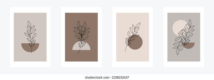 Boho Abstract Leaf Wall Art. Botanical Wall Decoration