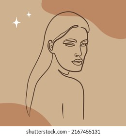 Boho abstract mystical design concept for poster, postcard social media etc. Linear female body and abstract shapes. Modern abstract line art style. Vector illustration