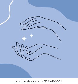 Boho abstract mystical design concept for poster, postcard social media etc. Linear female body and abstract shapes. Modern abstract line art style. Vector illustration