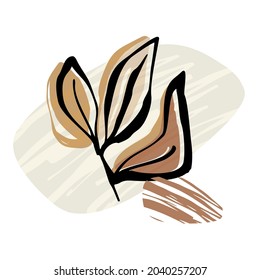 Arte de pintura abstracto de boho en colores cálidos y de moda. Diseño a mano en estilo tribal con raspones únicos, fondo de mancha acuarela . Huella geométrica de inspiración étnica