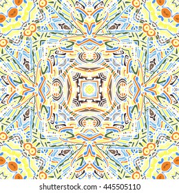 Boho abstract seamless color Pattern. Vector illustration. Hand drawn doodle graphic print.