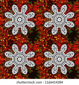 Boho abstract seamless pattern. Colorful colored tile mandala on a black, red and white colors. Intricate floral design element for wallpaper, gift paper, fabric print, furniture.