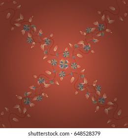 Boho abstract seamless pattern. Intricate floral design element for wallpaper, gift paper, fabric print. Unusual vector ornament decoration. Colorful colored tile mandala on a orange background.