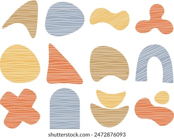Boho abstrakte Form mit Streifenlinien Textur Clipart Vektorgrafik Element
