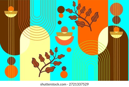 Diseño abstracto del arte de la pared de Boho.
Arte de pared boho con tonos terrosos.
Abstractas diseño botánico bohemio.
Obra de arte geométrica boho mínima.
Vector boho moderno del arte de la pared.