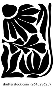 Boho Abstract wall art, Prints with potrait, floral elements , shapes and pots. vector design, wall print for decoration.Black and white colour design.