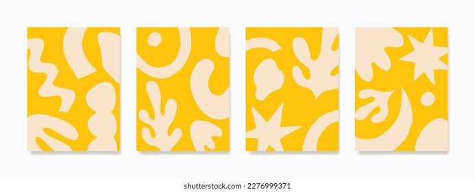 Boho abstract wall art vector collection. The abstract organic shapes make for a playful and cheerful addition to any room. Perfect for posters, prints, covers, wallpapers, and minimalist decor.