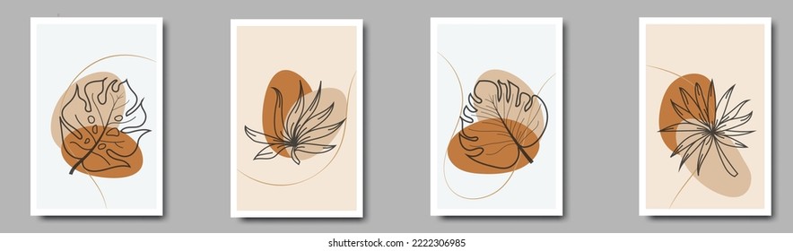 Boho aesthetic abstract botanical wall art poster prints.