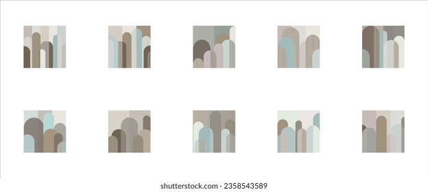 Boho aesthetic minimalist abstract art vector set, cover, book, design art