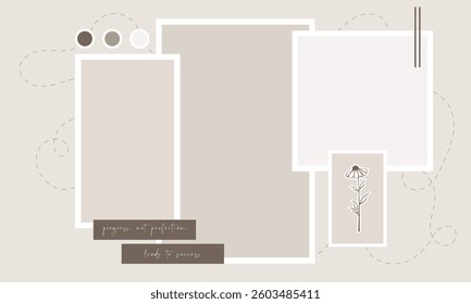 Boho Aesthetic Mood Board Background – Minimalist Journaling Stickers