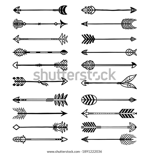 Boho Arrows Bows Stylized Weapons Ethno Stock Vector (Royalty Free ...