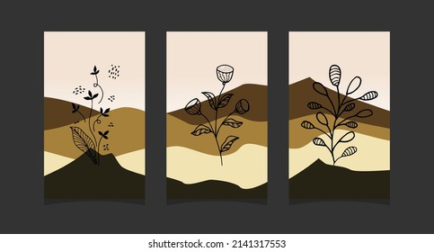 Arte boho con fondo de montaña abstracto