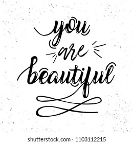 Boho Art with creative lettering quote- you are beautiful. design illustration.