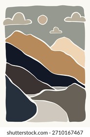 Arte boho imprime el cartel Abstractas del paisaje de la pared de la Galería cuadros del sol del horizonte en la decoración de la lona