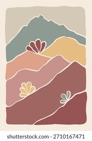 Arte boho imprime el cartel Abstractas del paisaje de la pared de la Galería cuadros del sol del horizonte en la decoración de la lona
