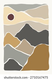 Arte boho imprime el cartel Abstractas del paisaje de la pared de la Galería cuadros del sol del horizonte en la decoración de la lona