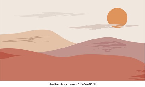 Boho art, sunrise, abstract contemporary aesthetic