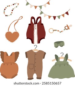 boho baby clothes vectos clip art