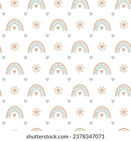 Patrón sin fisuras del arco iris del bebé Boho. Fondo de arco iris de color boho para tu proyecto