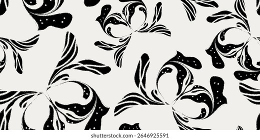 Boho bebê padrão sem costura. Florais de rabiscos desenhados à mão com flores de conto de fadas e motivos de jardim infantil, para paredes de berçário de boho, coleções de tecidos e cartões de felicitações de conto de fadas.