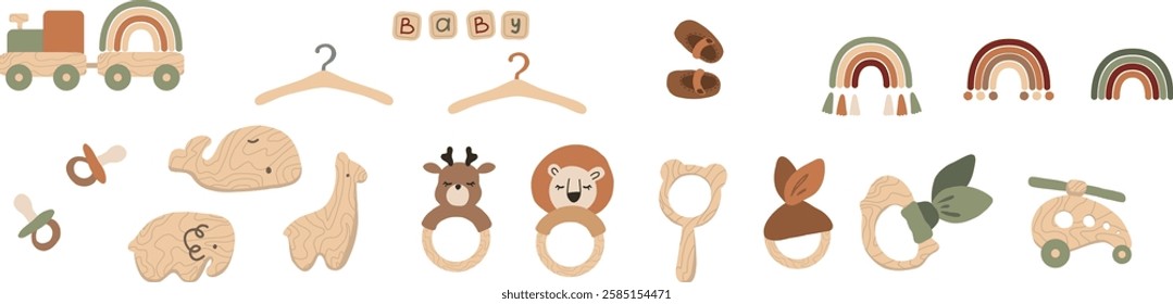 boho baby toys vector clipart