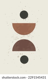 Antecedentes de Boho. Resumen de arcos bohemios y formas geométricas, afiches modernos para la decoración interior. Estilo minimalista, colores naturales, banner vertical, portada o publicaciones en medios sociales. Ilustración del vector