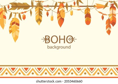 Boho background. Ethnic modern wallpaper. Magic, mystic, esoteric, tribal pattern paper graphic design. Spiritual decoration. Boho fabric fashion print decor. Astrology poster. Vector illustration.