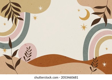 Boho background. Ethnic modern wallpaper. Magic, mystic, esoteric, tribal pattern paper graphic design. Spiritual decoration. Boho fabric fashion print decor. Astrology poster. Vector illustration.