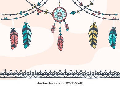 Boho background. Ethnic modern wallpaper. Magic, mystic, esoteric, tribal pattern paper graphic design. Spiritual decoration. Boho fabric fashion print decor. Astrology poster. Vector illustration.