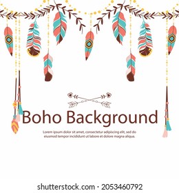 Boho background. Ethnic modern wallpaper. Magic, mystic, esoteric, tribal pattern paper graphic design. Spiritual decoration. Boho fabric fashion print decor. Astrology poster. Vector illustration.