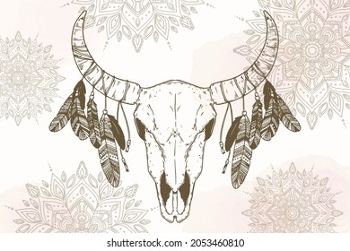 Boho background. Ethnic modern wallpaper. Magic, mystic, esoteric, tribal pattern paper graphic design. Spiritual decoration. Boho fabric fashion print decor. Astrology poster. Vector illustration.