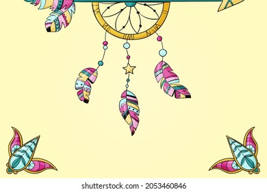 Boho background. Ethnic modern wallpaper. Magic, mystic, esoteric, tribal pattern paper graphic design. Spiritual decoration. Boho fabric fashion print decor. Astrology poster. Vector illustration.