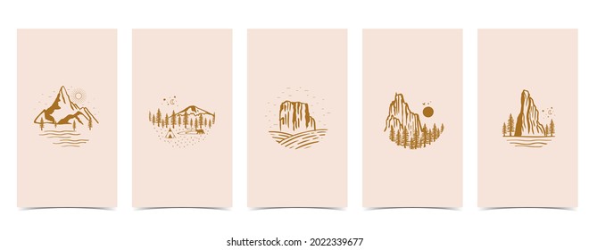 boho background for social media with mountain,natural