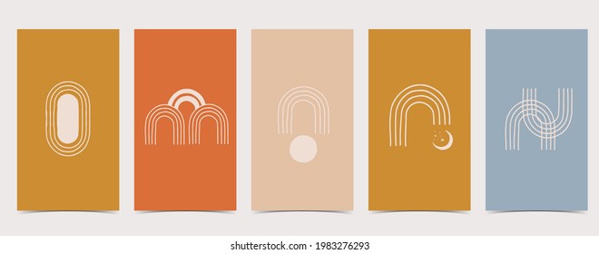 boho background for social media with rainbow