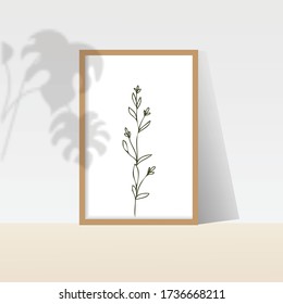 Hermoso Boho, Flor, Hoja, Flora, Planta, Impresión de línea continua, Afiche minimalista, Arte imprimible de guardería, Impresión cálida Resumen Sombra moderna, marco, Vertical