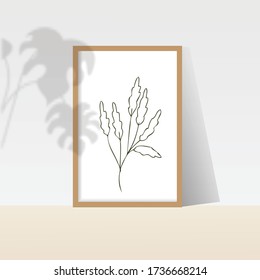 Boho Beautiful, Flower, Leaf, Flora, Plant, Continuous Line Art Print, Minimalist Poster, Nursery Printable Art, Warm Printable Abstract Modern shadow, frame, Vertical