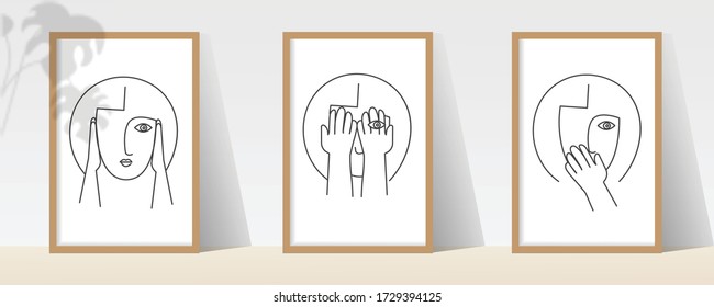 Boho Beautiful Woman Continuous Line Art Print, Minimalist Poster, Nursery Printable Art, Warm Printable Abstract Modern shadow, frame,