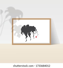 Boho Beautiful Woman Continuous Line Art Print, Minimalist Poster, Nursery Printable Art, Warm Printable Abstract Modern shadow, frame,